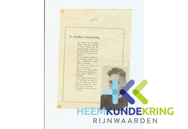 Herinnerings tekst Kapelaan Goozen